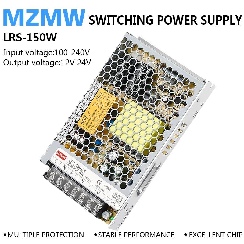 150W 12V 12.5A 24V 6.3A 110V/220V AC DC Industrial SMPS CCTV Led Driver Transformer Switching Power Supply LRS-150-12 LRS-150-24