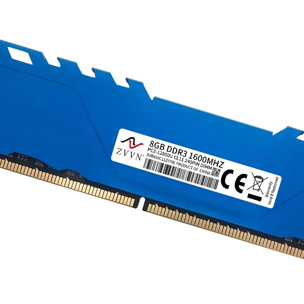 8GB DDR3 1600 RAM (PC3 12800) ブルー デスクトップ メモリ モデル 240 ピン ZVVN 3U8H16C11ZVT0L01