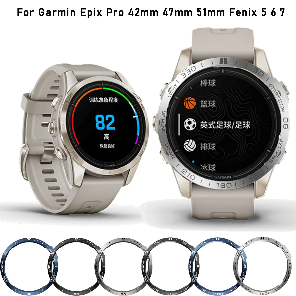 Bumper Adhesive Case Epix Pro 42/47/51mm Accessories Metal Bezel For Garmin Fenix 7X 7S 7 5 5X 6 6X Protection Ring Case Frame