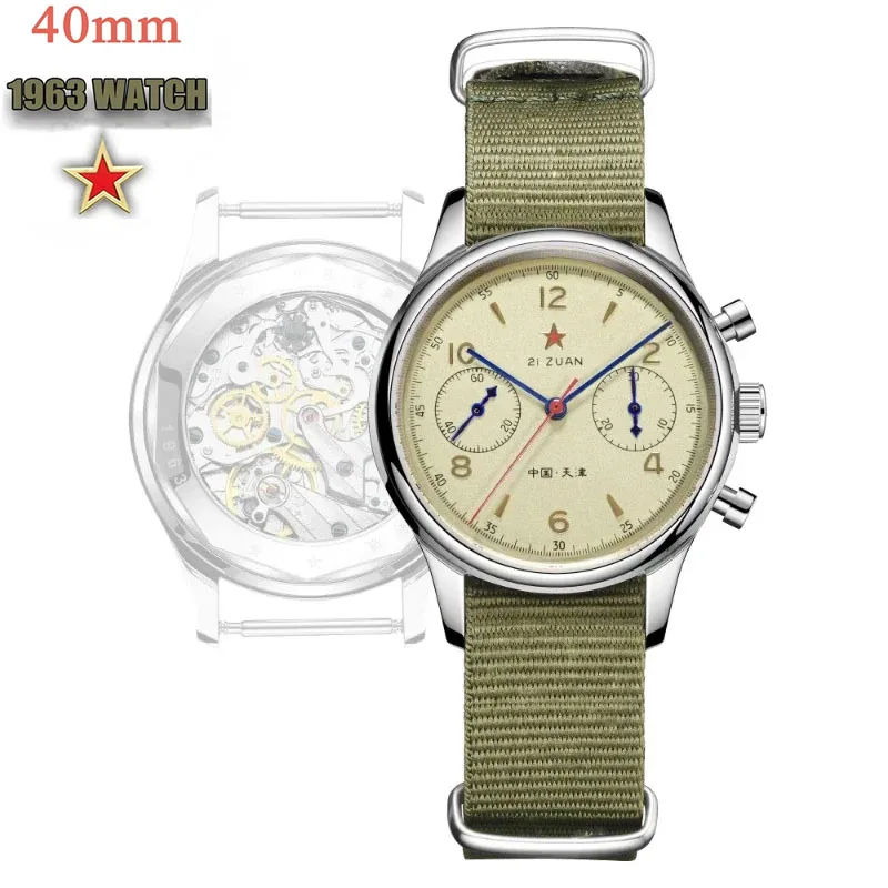 Original Seagull 1963 Men Watch China Aviation Chronograph 40mm Dial ST1901 Movement SapphireWaterproof Watches