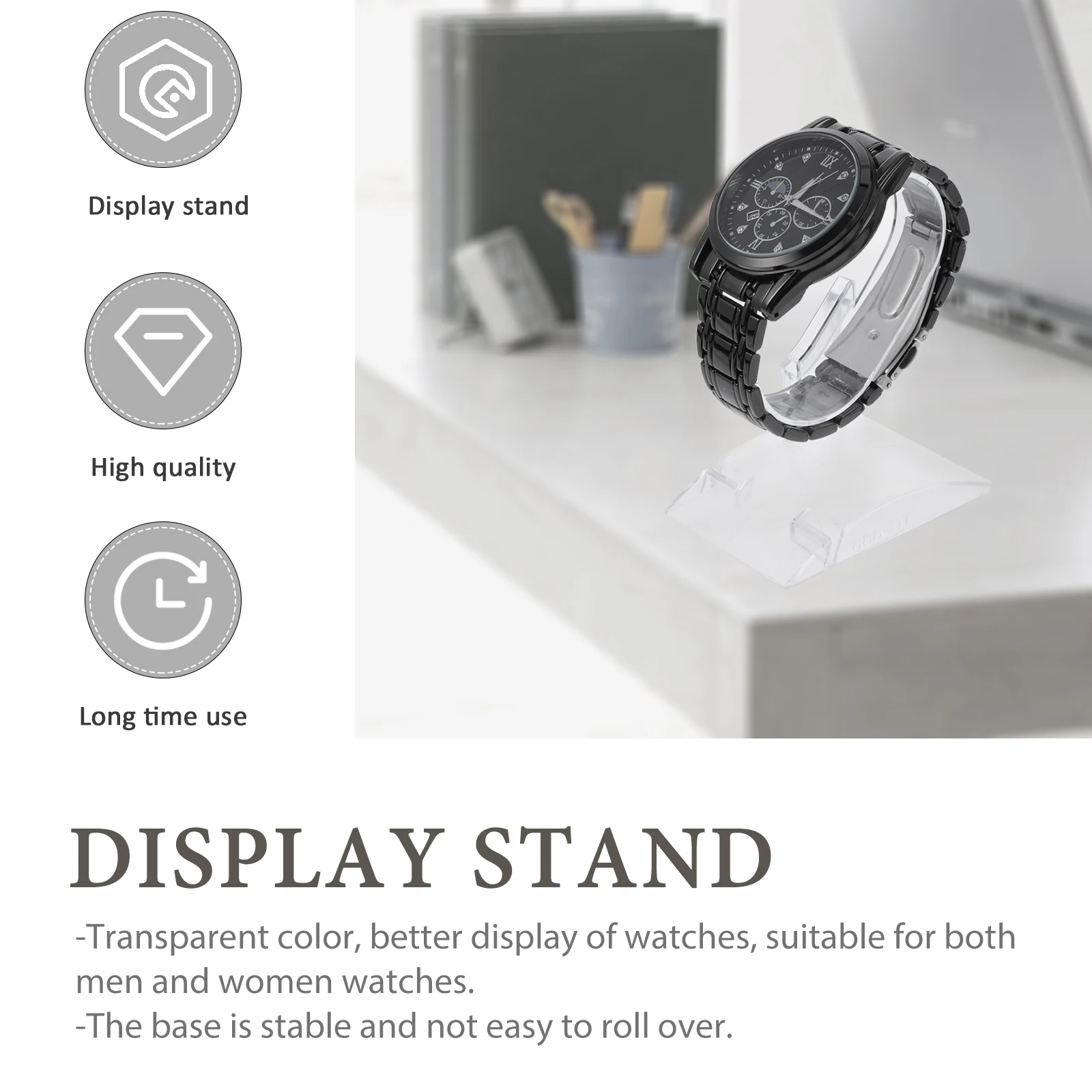 

2 pcs Watch Display St Transparent Acrylic Holder Bracelet Bangle Jewelry Showcase Props for Men Office
