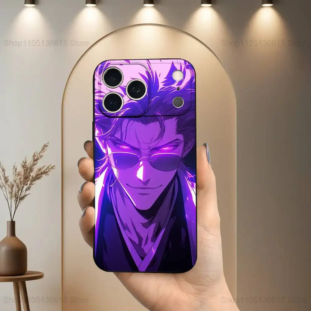 Anime A-Aizen S-Sousuke Phone Case For iPhone 17,16,15,14,13,12,11,Plus,Pro Max,XS,X,XR,SE,Mini,8,7,Soft Silicone Black Cover