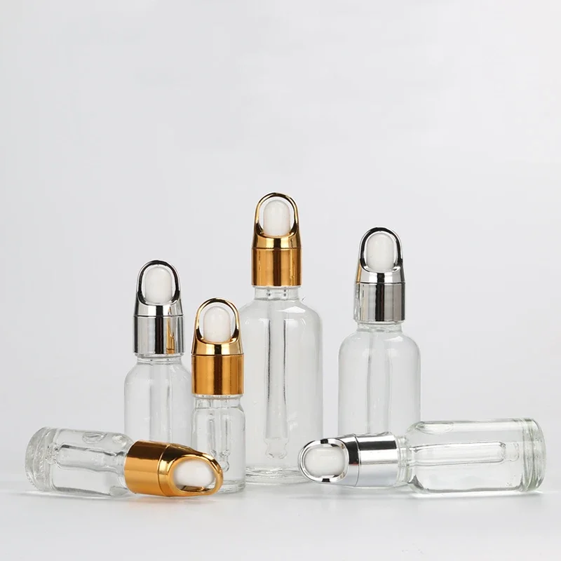 5ml~100ml Essential Oil Dropper Bottle Clear Brown Cosmetics Empty Bottle Essence Separate Bottle Glass Perfume Bottling