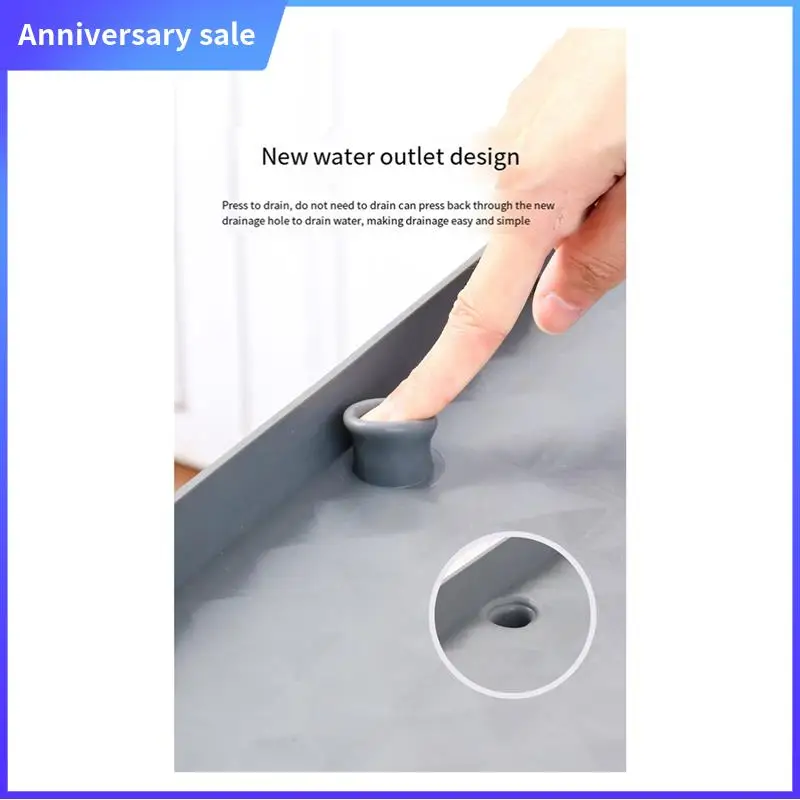 

A75P-1 PCS Under Drain Sink Mat Silicone Kitchen Sink Liner With Drainage Hole Splashes Absorbent Mat Waterproof Protector Sink