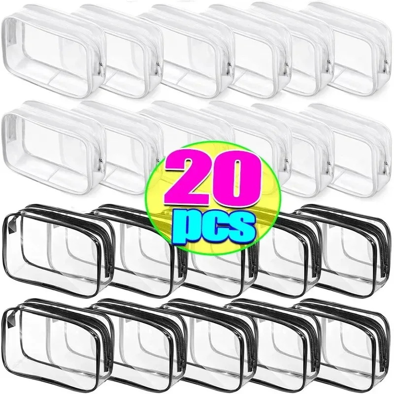 1-20pcs Transparent PVC Storage Travel Comestic Organizer Clear Makeup Pouch Bag Beauty Case Toiletry Bag Wash Bags Easy Storage