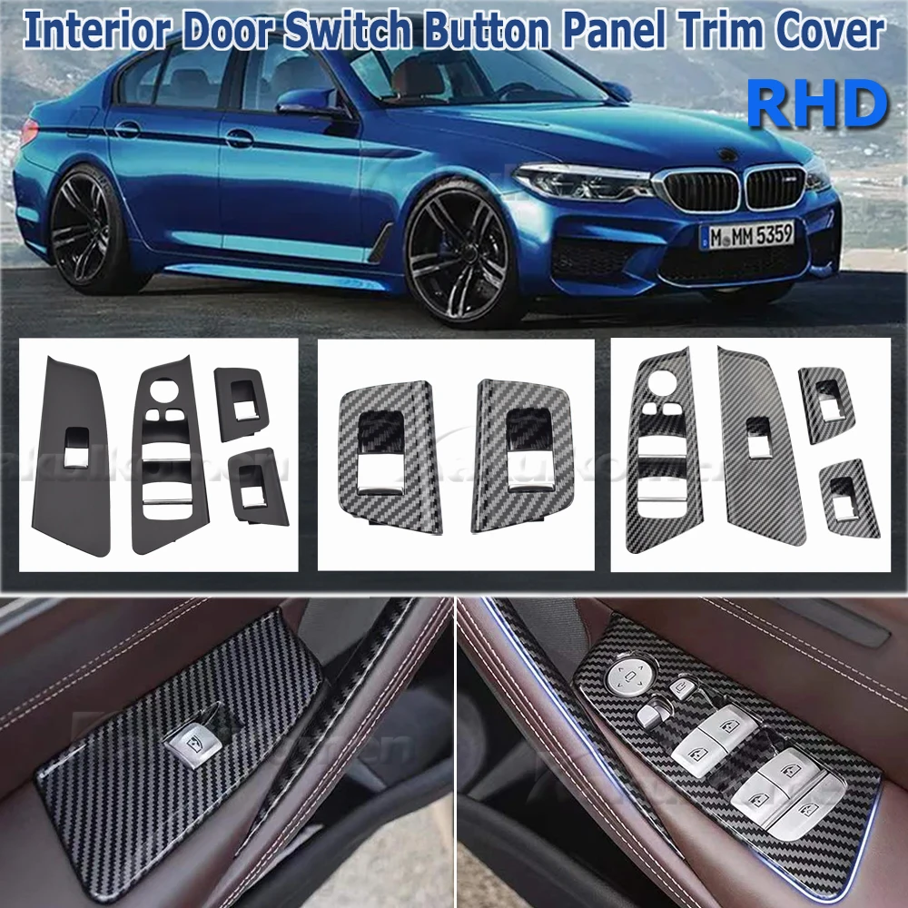 For BMW 5 Series M5 G30 G31 F90 LHD Car Interior Front Rear Door Window Lift Switch Button Panel Trim Cover 2017 2018 2019 2020