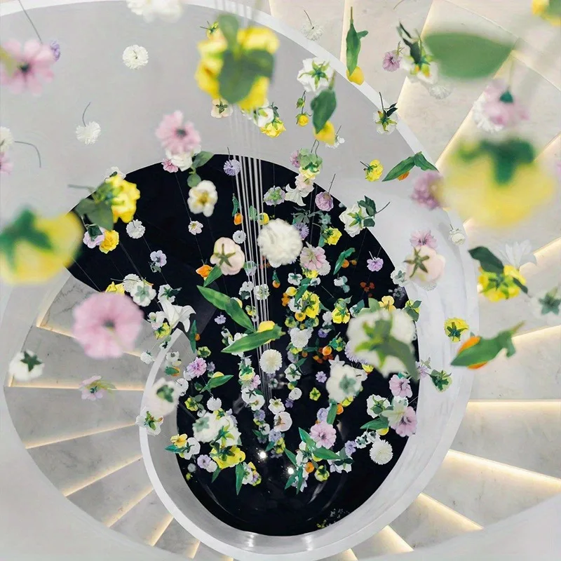 مجموعة واحدة، ستائر باب على شكل زهرة صناعية - زخارف معلقة على شكل زهور، مشهد شلال مياه الأمطار، مثالي لديكور الربيع والكريسماس