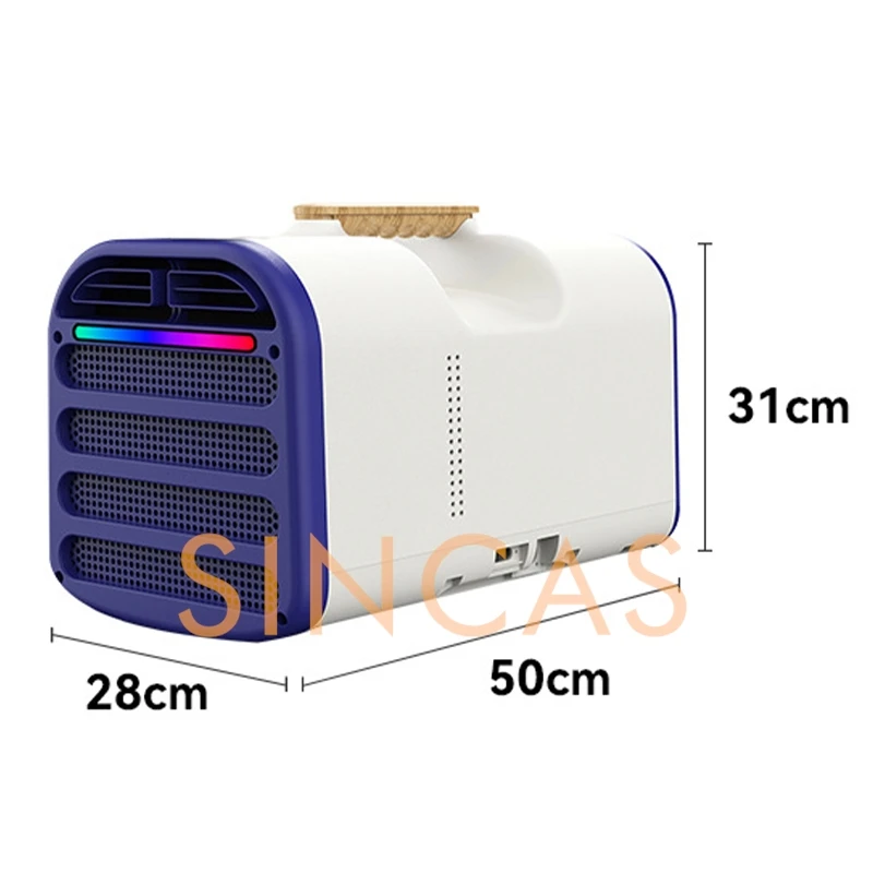 Illuminazione ambientale regolabile Condizionatore d'aria portatile No-Unità esterna 1500W Doppia tensione Raffreddamento CA intelligente Picnic da campeggio domestico