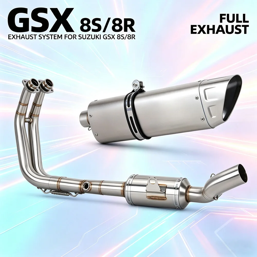 

For Suzuki GSX8R GSX8S GSX8T GSX8TT GSX-8R/8S/8T/8TT 2022-2026 Moto Exhaust Full System Kit Escape Racing Manifold Line Muffler