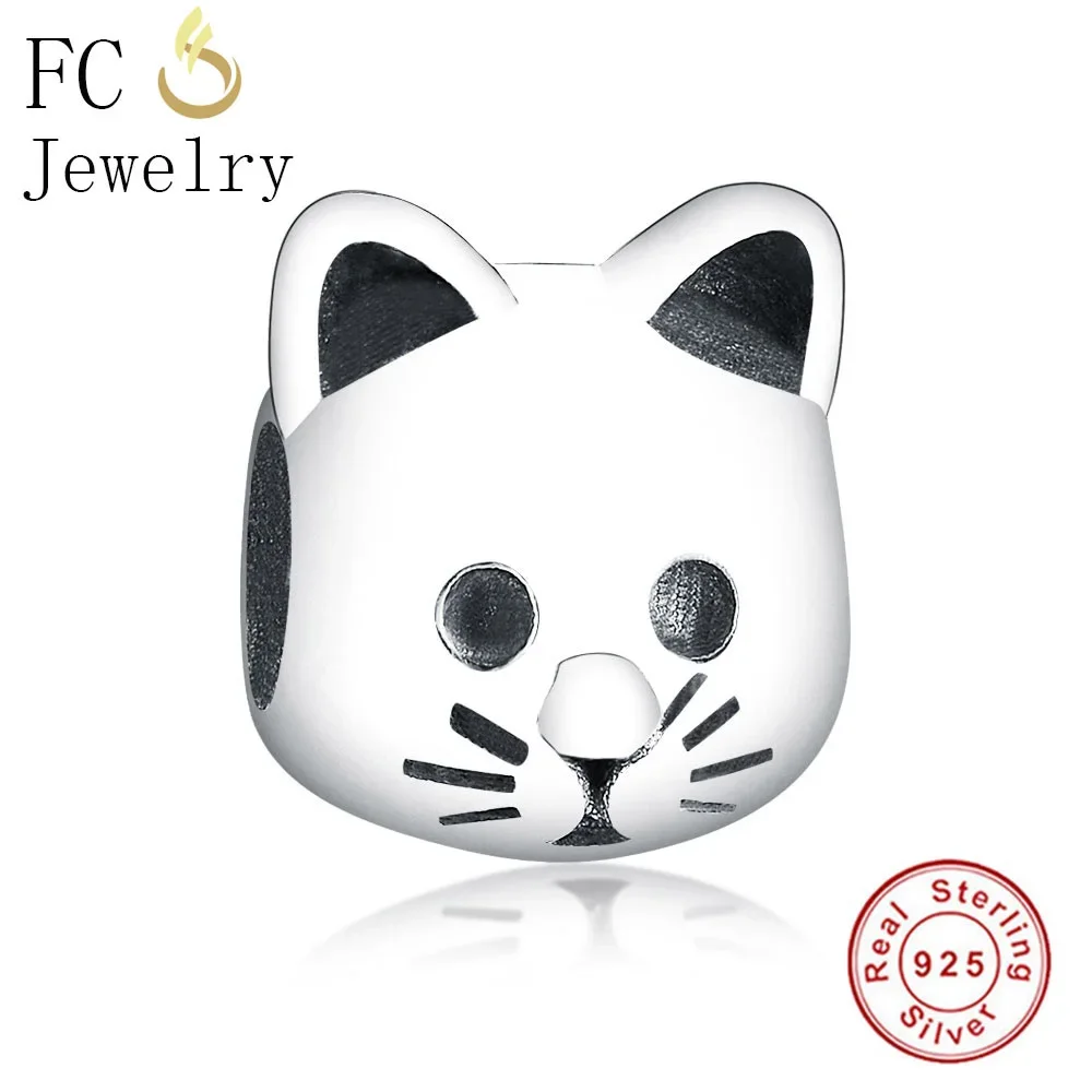 FC Jewelry Fit Original BrandCharms Bracelet 925 Sterling Silver Curious Animal Cat Bead Pendant For Making DIY 2018 Berloque