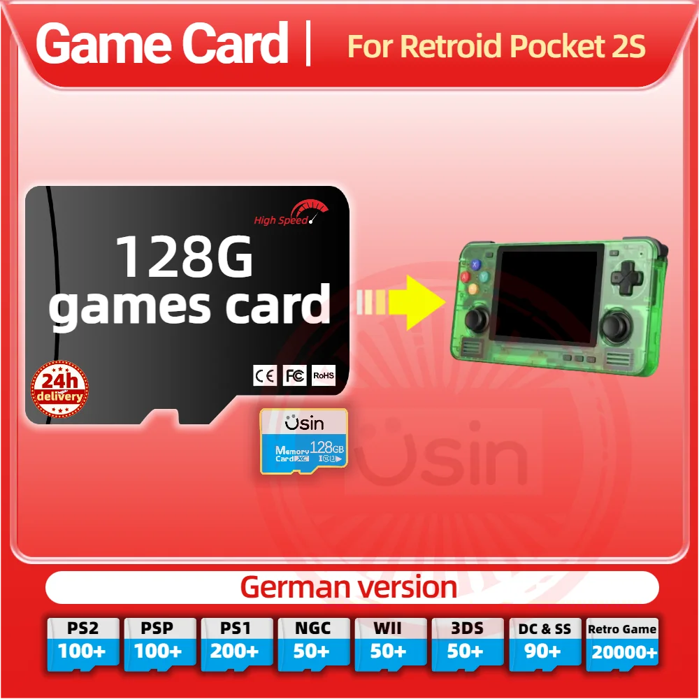 Memory Game Card For Retroid Pocket 2S 5 German Version Retro PS2 PSP Games Android Gaming portable Console SD TF H-Speed 128G