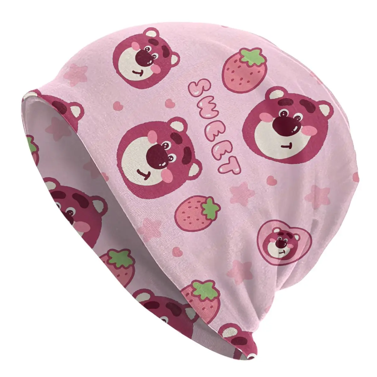 

Cute Strawberry Bear Skullies Beanies Hat Cartoon Toys Lotso Goth Men Women Outdoor Caps Warm Dual-use Bonnet Hat