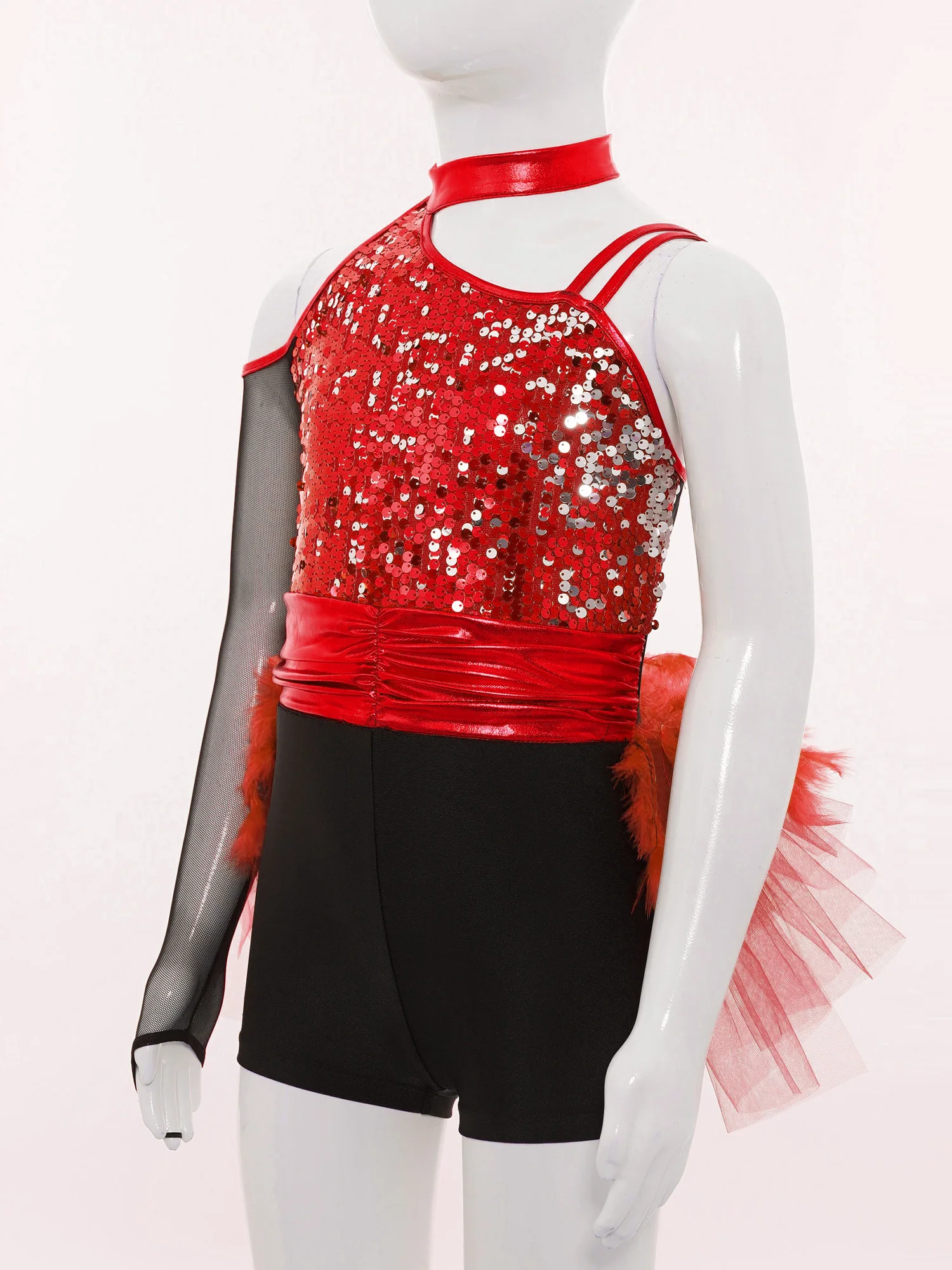 

Children Sparkly Romper Sequins Jumpsuit Disco Jazz Dance Costume Kids Girls Unitards Tulle Skirted Leotard Unitard Streetwear