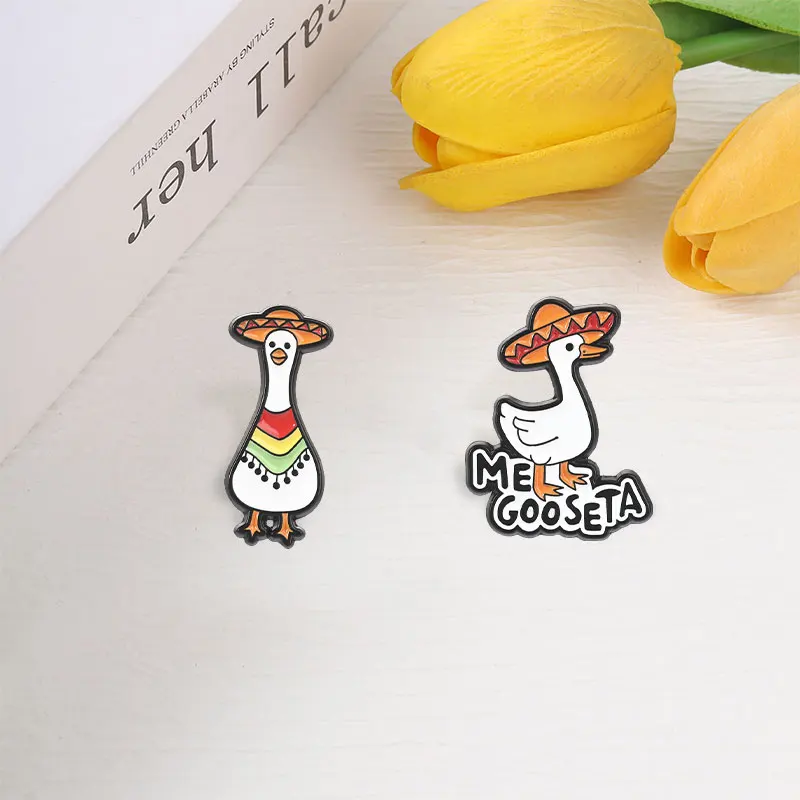 2er-Set Cartoon-Tier-Kollektion Emaille-Pins: Comic-Hund, Katze, Hase, Frettchen, Frosch, Fee, Mexikanische Fiesta, Gans Brosche Schmuck-Abzeichen – Detail 19