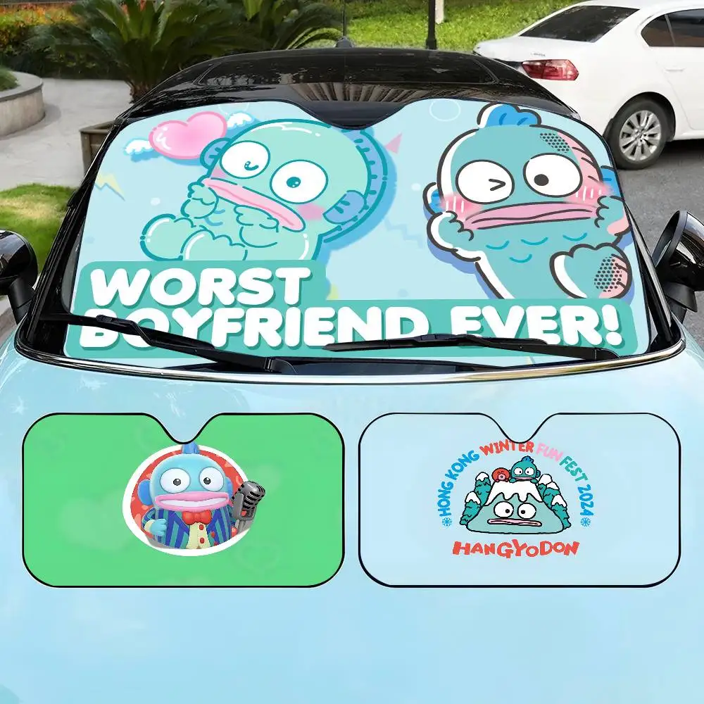 

H-HangyodonS CARTOON Novelty Car Front Windshield Sunshade 70x130cm Cartoon Foils Car Window Windscreen Cover
