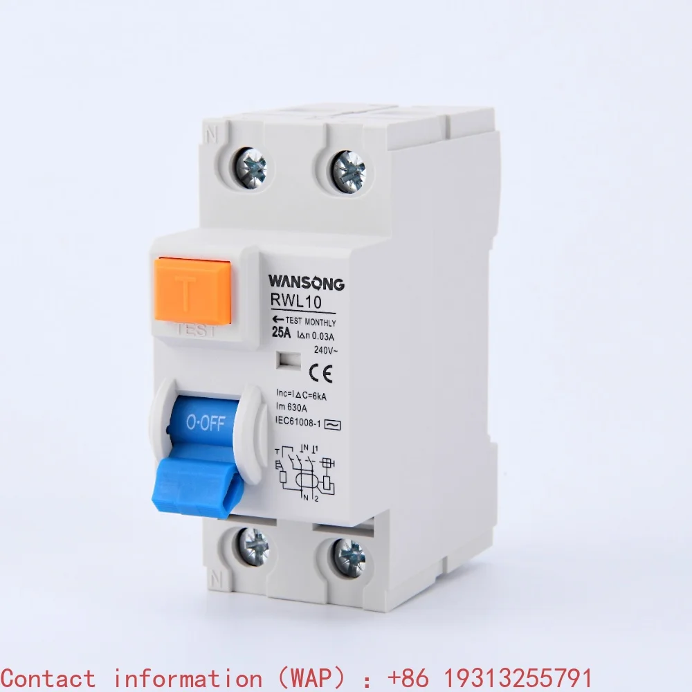 2P 4000V 6kA RCCB Miniature Circuit Breaker 25A 32A 40A with CE Certification Rail Mounting