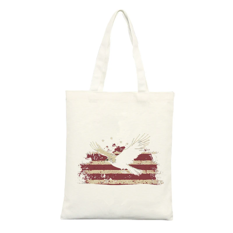 Eagle Graphic Canvas Tote Bag, Vintage Style for Casual Shopping and Daily Use
