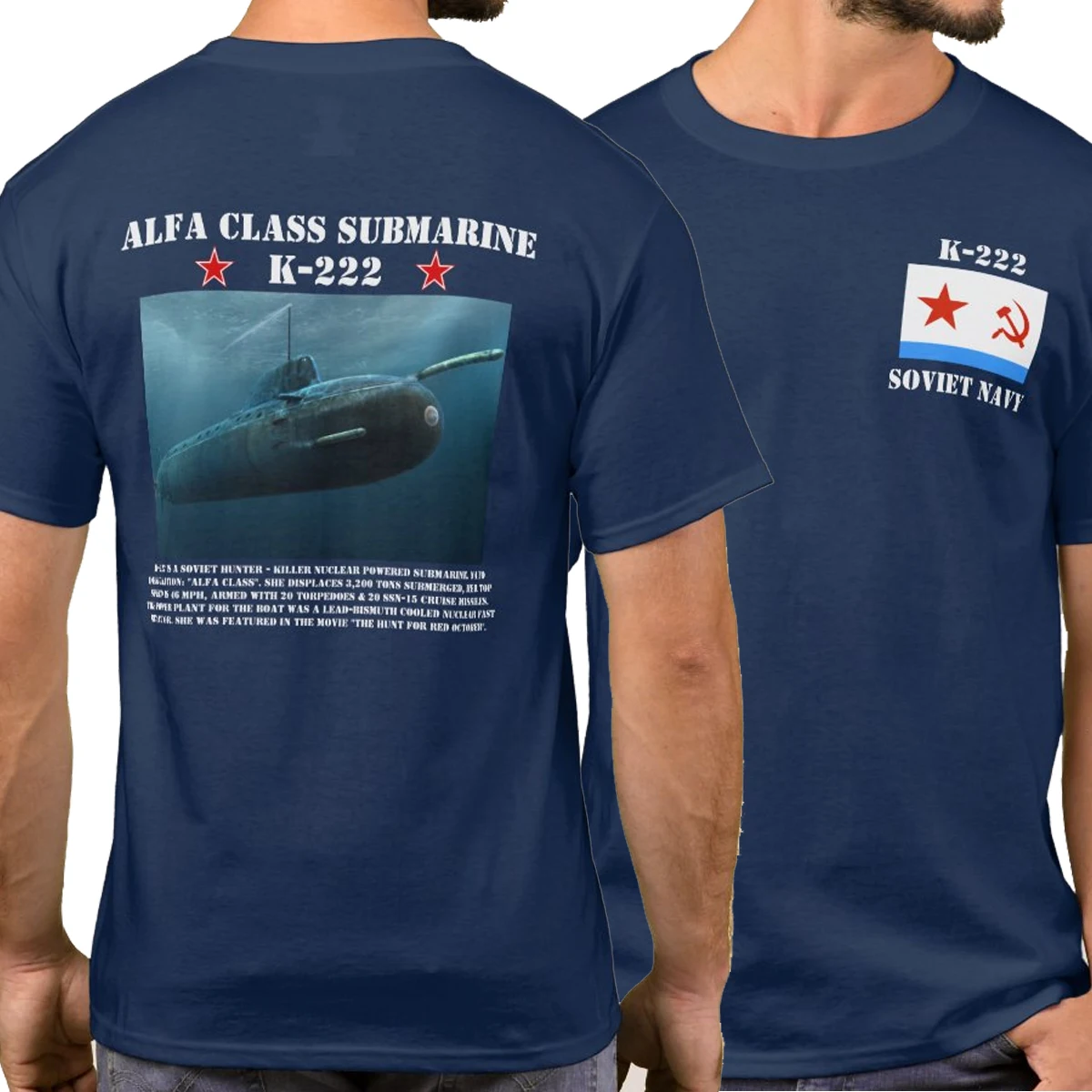 

Soviet Naval Alfa Class Hunter - Killer Nuclear Powered Submarine T-Shirt. Summer Cotton Short Sleeve O-Neck Mens T Shirt New