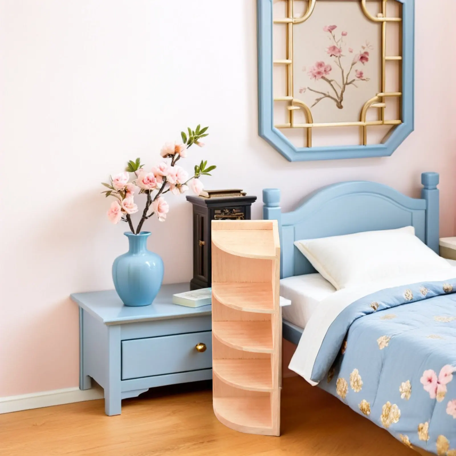 

1Pcs Miniature Corner Cabinet Smooth Surface Elegant Design for Mini House Decor Dolly House Accessory Photo Prop Bookcase