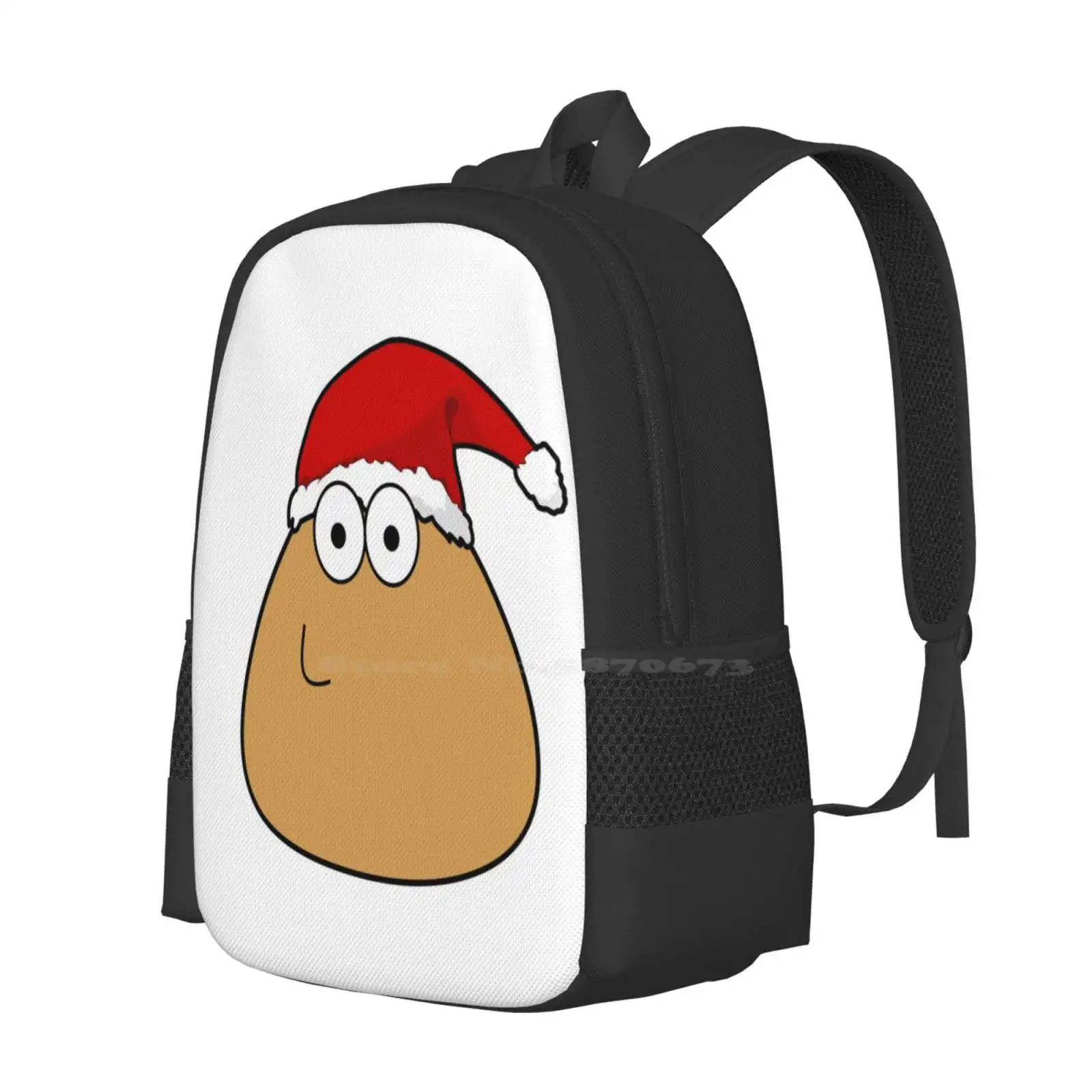 Pou Smiling Christmas Hot Sale Schoolbag Backpack Fashion Bags Pou Normal Game Laughter Fun Merry Christmas Santa Claus