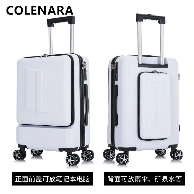 COLENARA High Quality Luggage Women's PC Trolley Case Men's Front Opening Laptop Trolley Case 20"24 Inch Carry on Suitcase