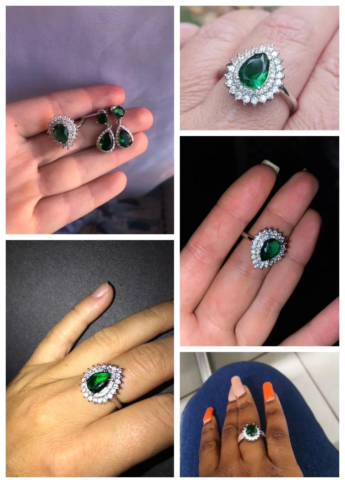 CAOSHI-anillos de dedo de lujo para mujer, cristal verde brillante en forma de pera, accesorios de Estilo Vintage para mujer, 2024