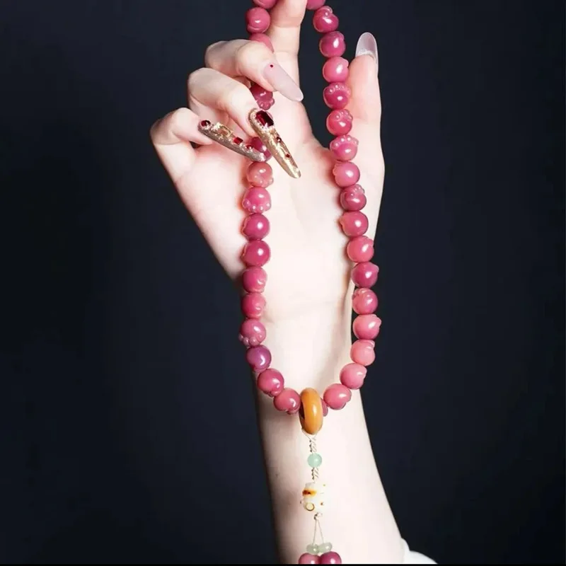 Shake sound pop fashion black plum sauce cat paw bodhi hand string double circle holding bodhi beads rosary beads text bracelet