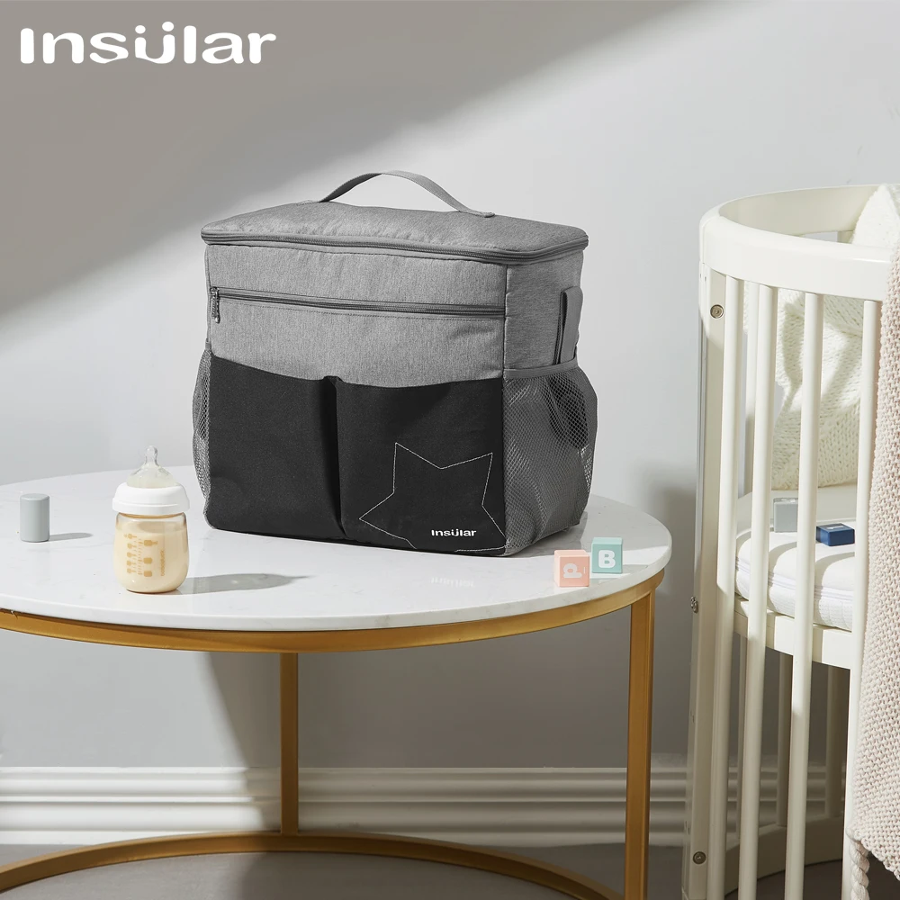 

INSULAR Multifunctional Large Capacity Baby Diaper Backpack Waterproof Travel Bag for Moms Double Shoulder Stroller Hanging