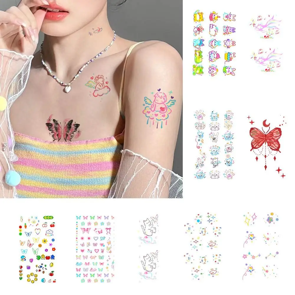 Temporary Tattoos Face Tattoo Sweet INS Style Butterfly Tattoo Sticker Face Decal Long Lasting Makeup Face Stickers Girls