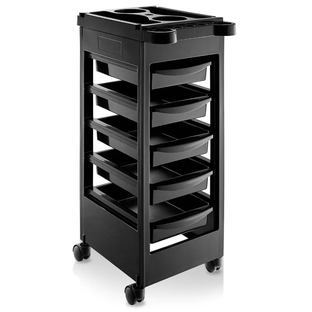 

Beauty Salon Rolling Trolley Cart with 5 Drawers, Customized