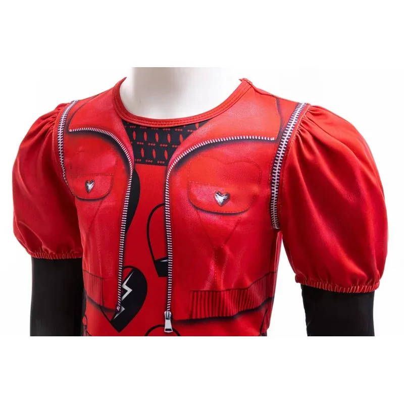 Movie D-Descendants 4 Red Costume for Kids Girls The Rise of Red Cosplay Evie Clothes Fantasia Halloween Fancy Costume Wig Set