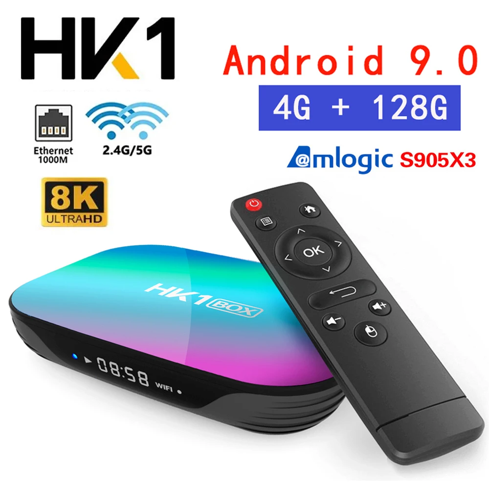HK1 BOX Amlogic S905X3 4G 64G 128G Smart TV BOX Android 9.0 1000M 2.4G&5G Dual Wifi 3D BT 8K 4K Медиаплеер Set Top Box HK1 BOX Amlogic S905X3 4G 64G 128G Smart TV BOX Android 9.0 1000M 2.4G&5G Dual Wifi 3D BT 8K 4K Медиаплеер Set Top Box