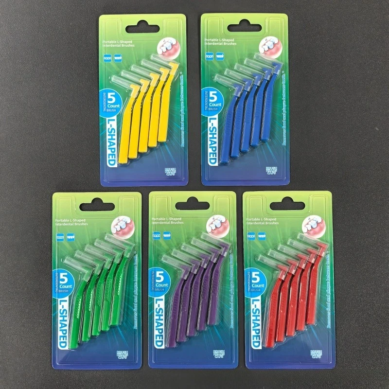 20 Packs L Shaped Short Interdental Brush for Orthodontic Teeth Clean Between Teeth Braces Cleaning Mini Brush Ultrathin