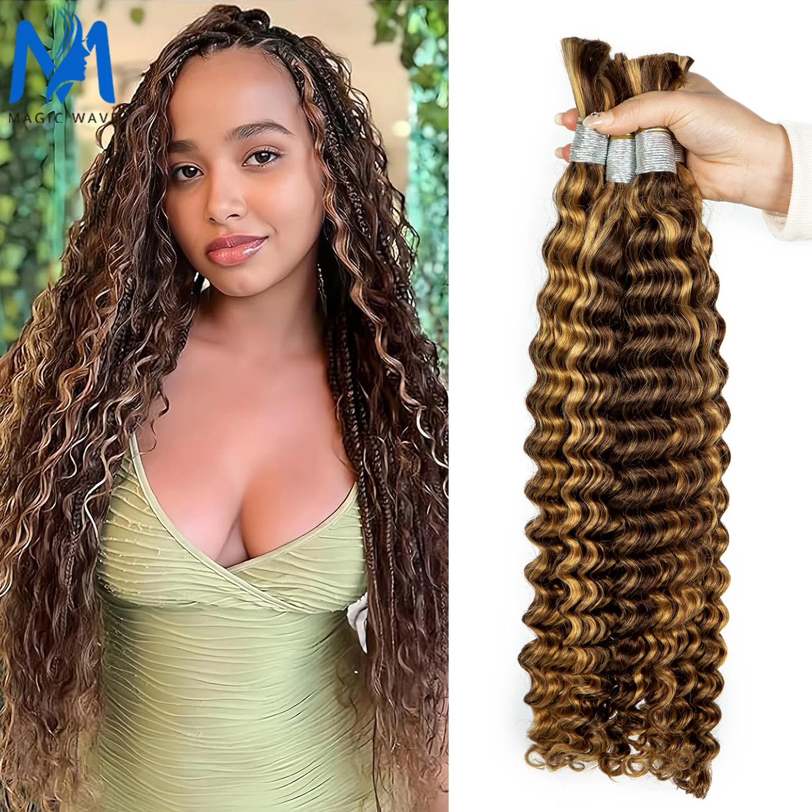 Intrecciare i capelli umani capelli sfusi zenzero onda profonda capelli intrecciati umani sfusi per trecce capelli senza trama estensione dei capelli umani