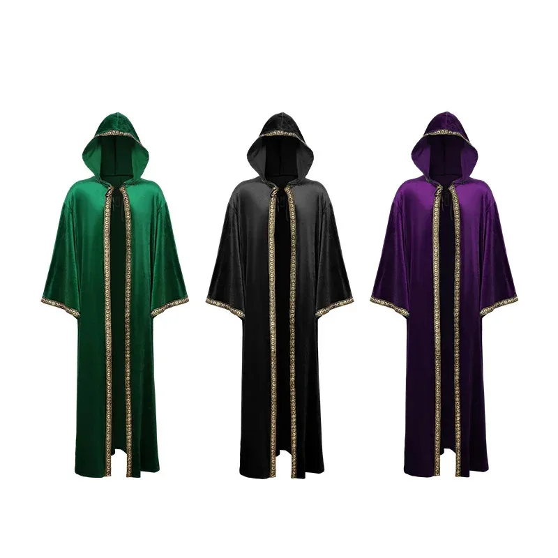 

ABC123Американский бархатный халат волшебника с капюшоном и рукавами, модный крутой костюм для косплея на Хэллоуин для женщин и мужчин;5,c'8.m;0'