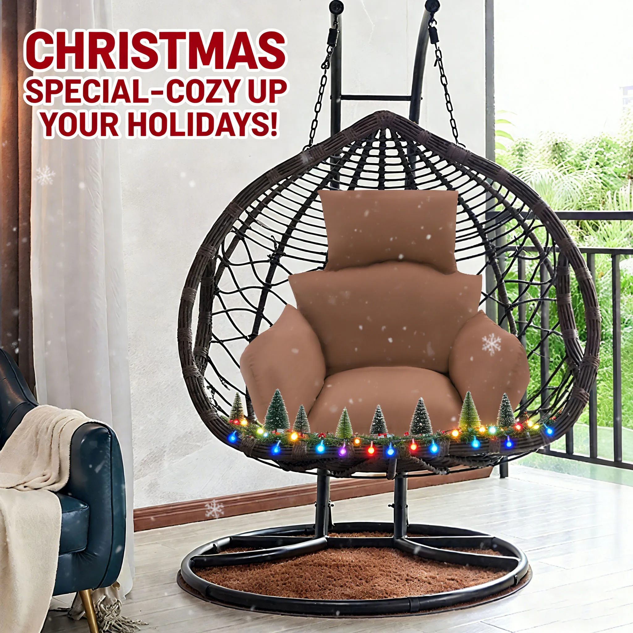 

Подвесная подушка для стула-яйца, подушка для сиденья-качалки для патио, толстая удобная уличная подушка для качелей на крыльце, гамак, кресло-качалка