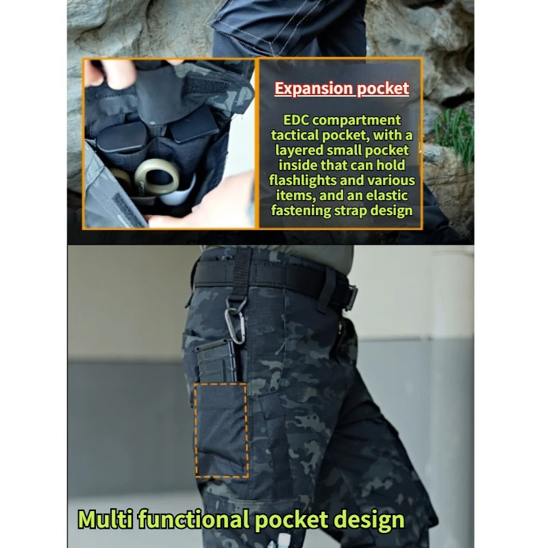 Men's Tactical Combat Gargo Elastic Camping Hiking Trekking Climbing Outdoor Trousers Spring Autumn Oversized Quick Dry Pants