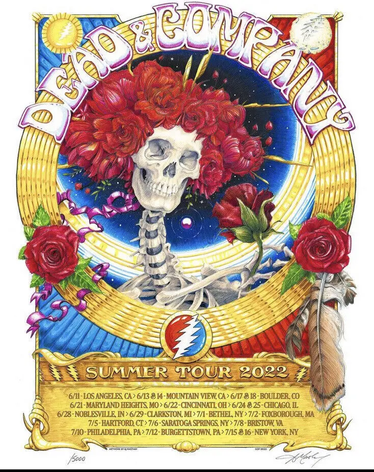 Home Pintura Decorativa Cartaz De Seda, Arte Adesivos De Parede, Estádio Dodger Dead and Company, Summer Tour, 2022