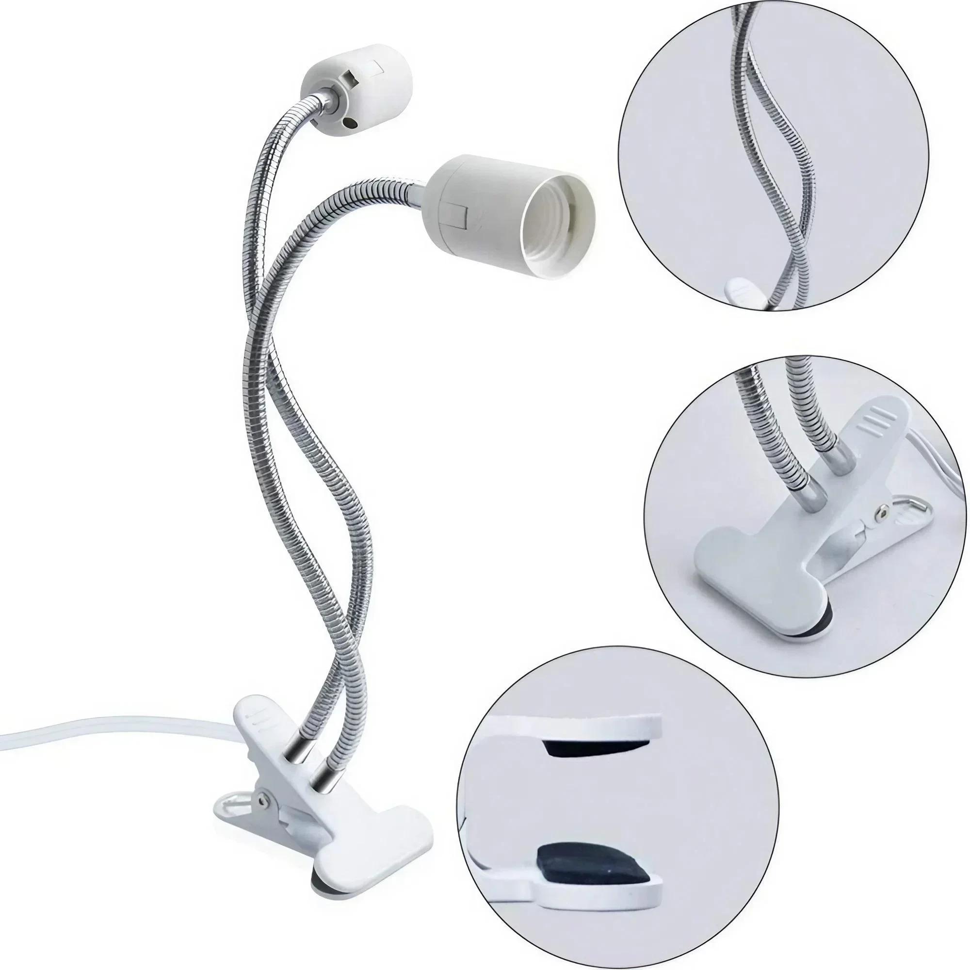STONEGO E27 Dual Head LED Light Socket Clip Suitable 360° Rotatable and Adjustable Creative for Various Lighting Scenes