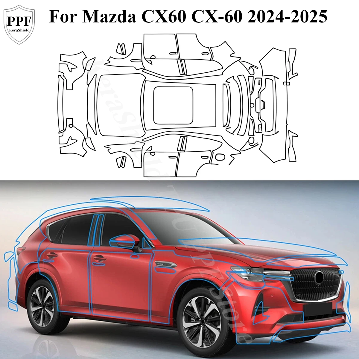 

For Mazda CX60 CX-60 2024-2025 Pre-cut Clear PPF Invisible TPU Car Paint Protection Film Anti-Scratch Repairable Self-adhesive
