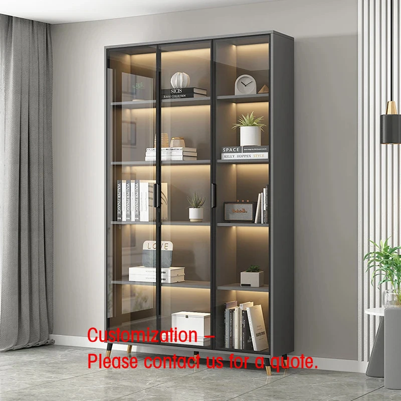 custom.Luxurious Living Room Furniture Glass Door Bookcase Modern Storage Cabinet Wine Display Cabinet