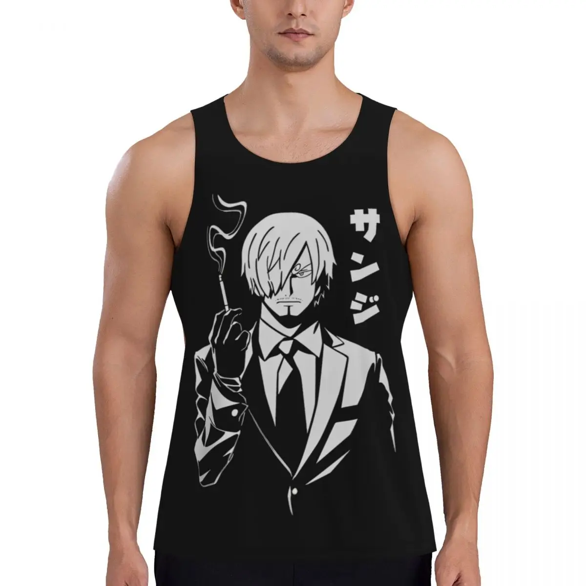 Sanji Vinsmoke One Piece Workout Tank Tops Sleeveless Shirt Bodybuilding Fitness Gym Muscle Vest