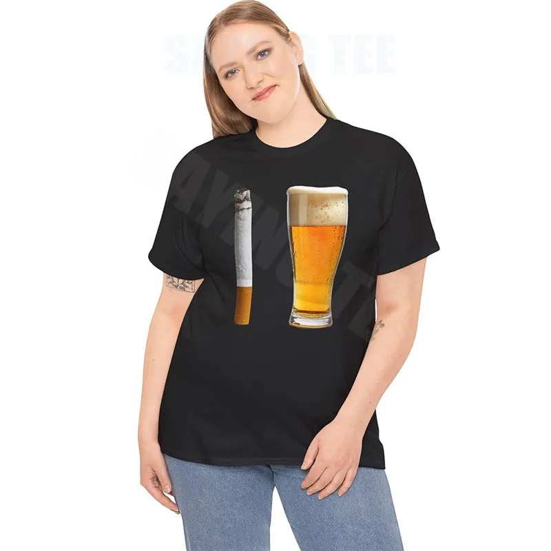 Bier- und Zigaretten-Shirt, Edgy Dank Memes Y2k T-Shirt für Damen und Herren, Neuheit, Scherzgeschenk, Humor, lustige Streetwear-Kleidung, Lifestyle – Detail 3