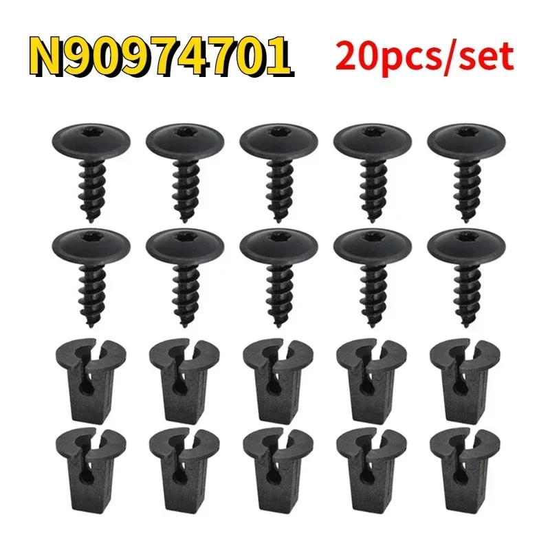 

20PCS Engine Cover Undertray Splashguard Wheel Arch Torx Screw Retainer Auto Fender Lining Snap Fastener Clips Bolt N90974701