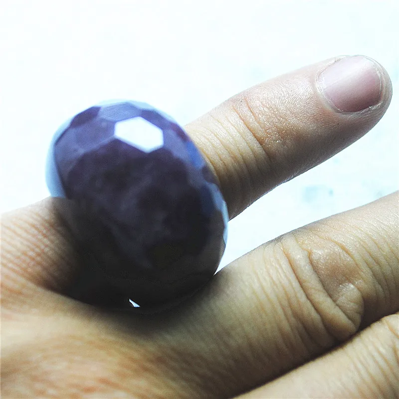 1 قطعة خواتم الاصبع النساء حجر الجمشت الطبيعي الأوجه سطح ثقب قطر 12 مللي متر نوعية جيدة #3