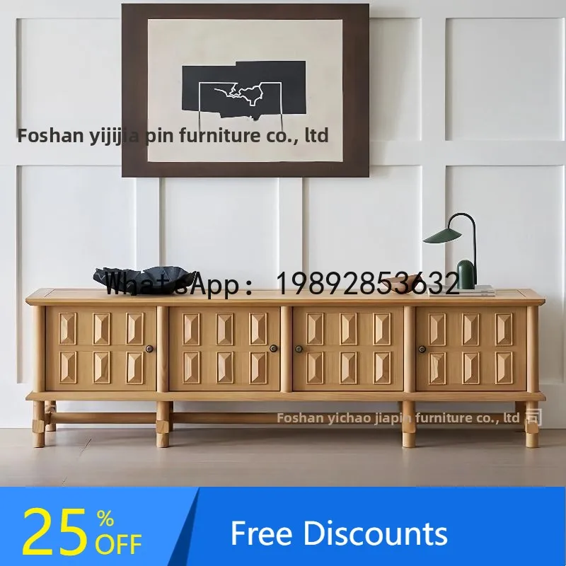 

CZ French Retro Solid Wood TV Cabinet for Home Living Room, Solid Wood Drawer Cabinet, Vintage Style Storage Cabinet