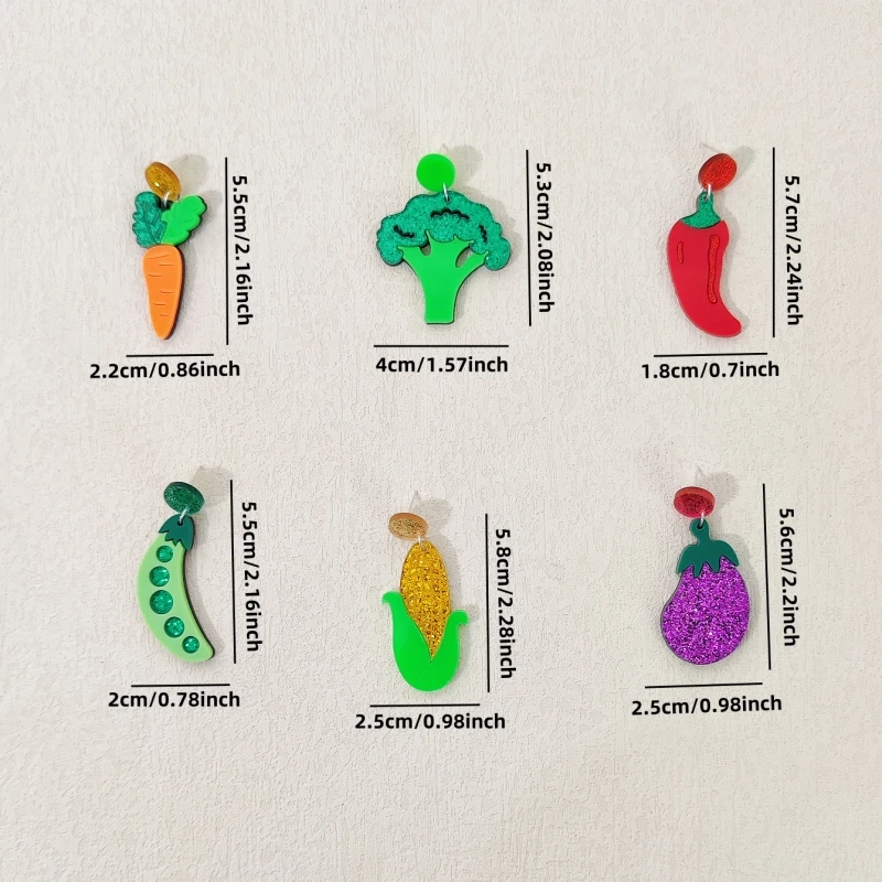 KUGUYS Fashion Fruits Vegetables Glitter Drop Earrings for Women Acrylic Cute Jewelry Accessory