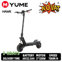 YUME HAWK Electric Scooter, 1200W*2 Powerful Motor 60V 22.5Ah Battery 70km/h Max Speed 10x3.15' Tubeless Tires Adult Escooter