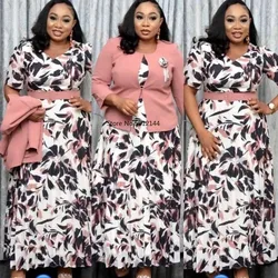 2XL-5XL Print African Dresses for Women Vetement Femme 2025 Dashiki Long Maxi Dress African Clothes Africa Fashion 2 Piece Set