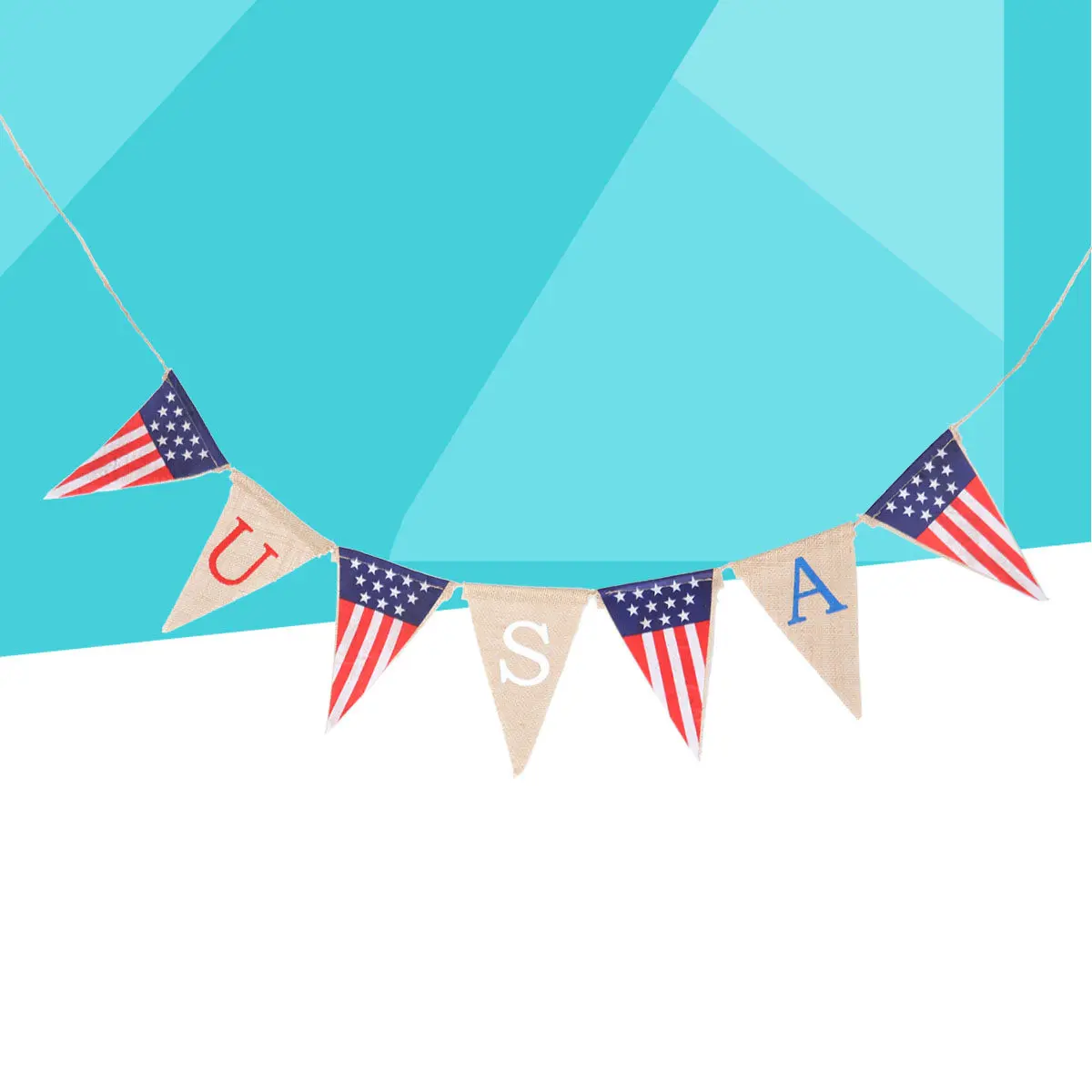 2M Fourth of July Burlap Bunting Banner Patriotic Hanging Garland Party Decoration Usa Flag Letters Independence Day
